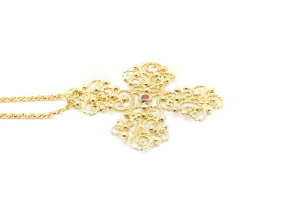 <transcy>Filigree Cross with Ruby</transcy>